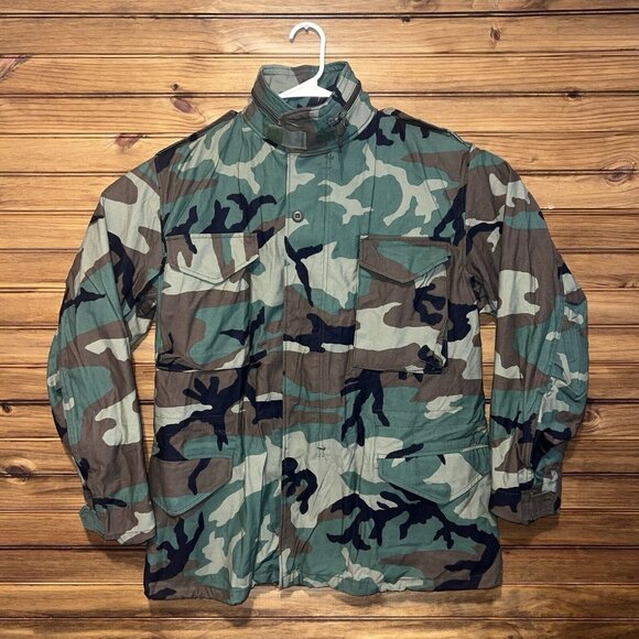 US Army M65 Field Jacket Woodland Camo Cold Weather Coat Medium Long Lined